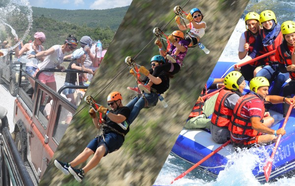 Rafting, Jeep-Safari und Zipline-Kombitour ab Kemer